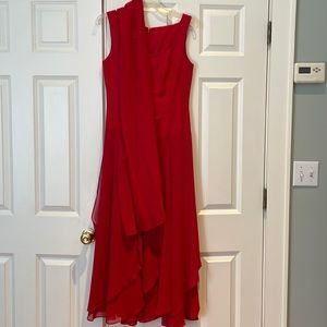 Luscious KAMISATO cocktail dress w linen  bust & chiffon layered skirt & wrap